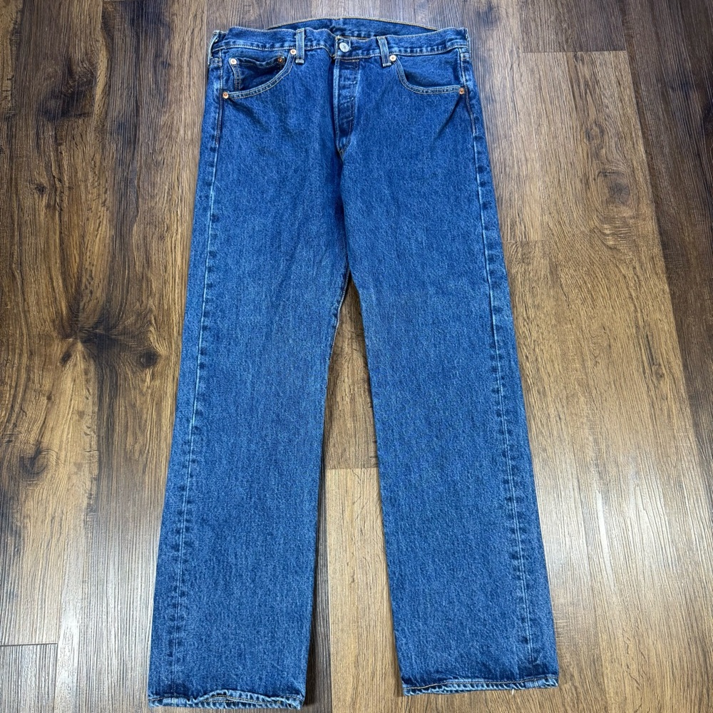 Levi's 501 Men's Jeans Blue Denim Classic Fit Stretch Button Fly Leg Size 34x30